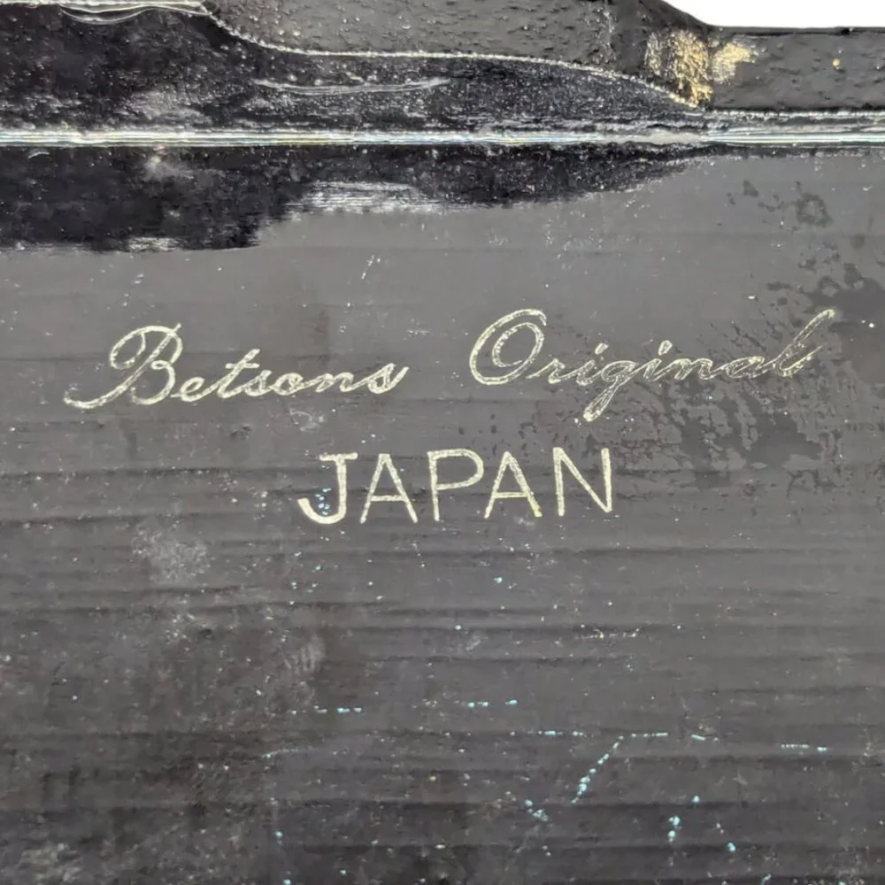 Vintage Betsons Original Japanese Hand Painted Wood Lacquered Lined Box w/Mirror